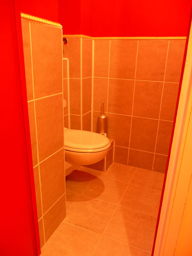 exemple de travaux de peinture n 11 : Toilette fantaisie, rouge pompier satin